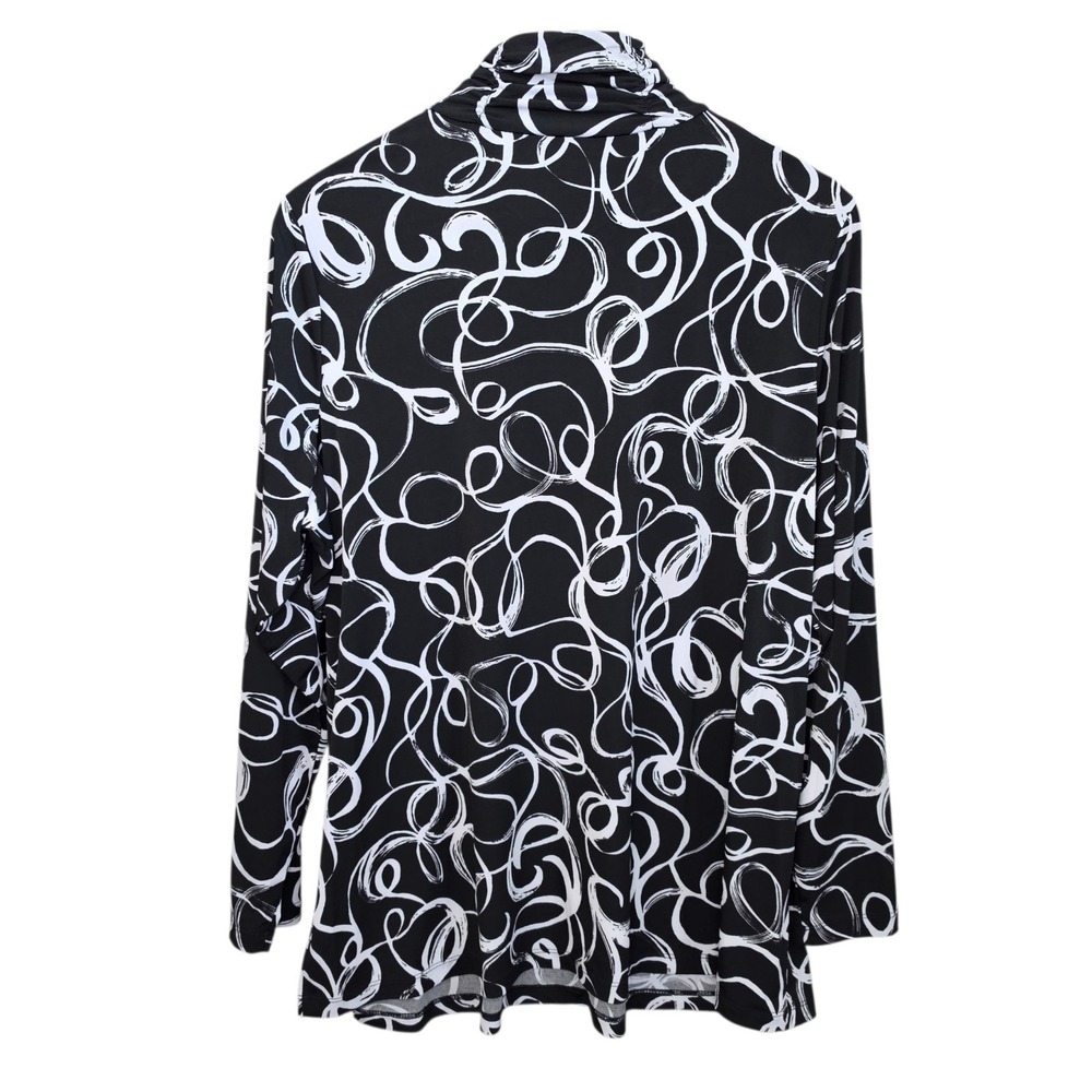 Susan Graver Top Womens Plus 1X Black Liquid Knit Mock‎ Neck Blouse Long Sleeve - Picture 6 of 7